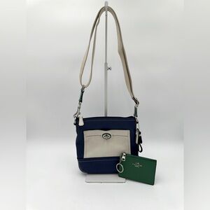 Coach Park Colorblock Swingpack Crossbody Bag with matching card/key holder.